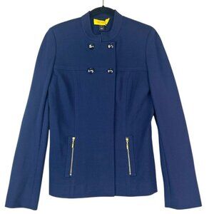 St John Navy Blue Double-Breasted Blazer Santiago Knit Size 2 NWT MSRP $1200